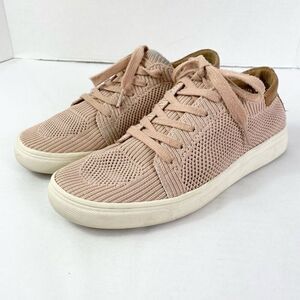 Lucky Brand Luika Pink & Tan Leather Accent Woven Lace Up Sneaker Shoes Size 6.5